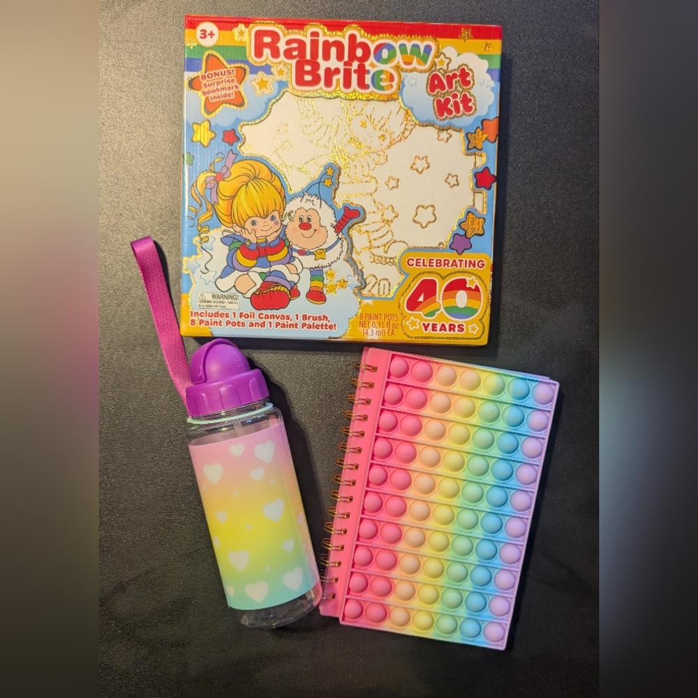 Rainbow Kids Art Kit with Water Bottle and Notebook